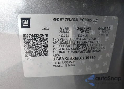 2019 Cadillac Cts Luxury z USA, uszkodzony, nr VIN 1G6AX5SX8K0130119